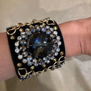 Black and Gold Bracelet, Hand Beaded